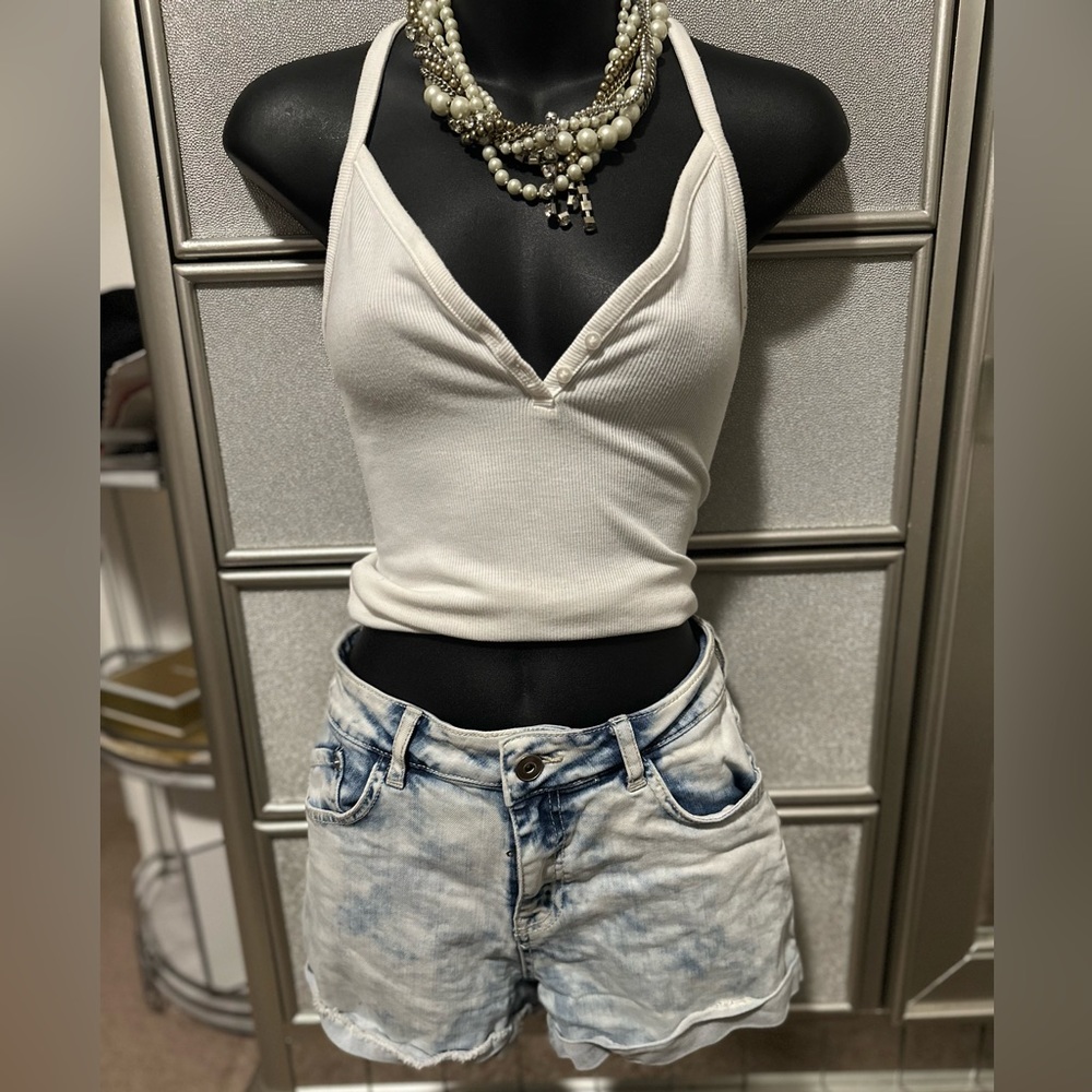Light Blue Acid Wash Denim Short